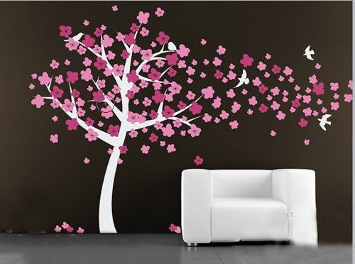 WALL STICKER FLOWER DECAL CHERRY BLOSSOM BIRDS VINYL MURAL ART