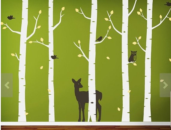 Tree And Bird Wall Decals Vinyl Wall Decal Deer Birch Tree Fawn