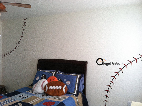 Vinyl Wall Decal Nursery Baseball Stitch Lines Sport Sports Home House Art Wall Decals Wall Sticker Stickers Baby Room Kid B852